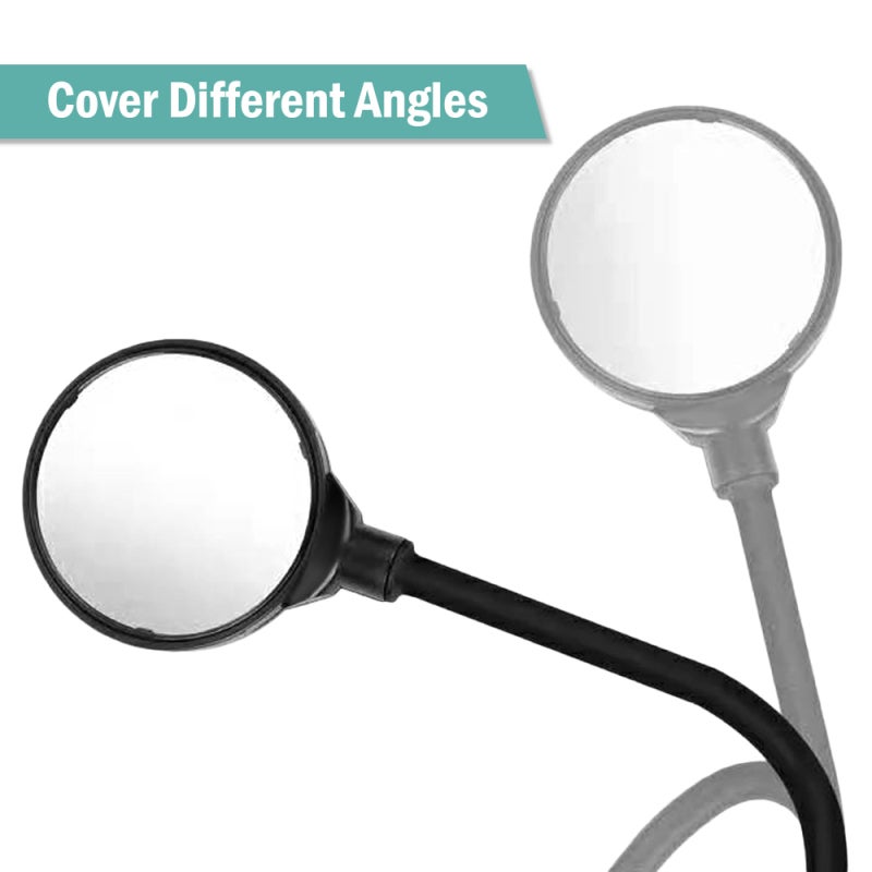 Bike Rear View Mirror: Black Convex High-definition Lens - Adjustable Flexible Pole 360° Rotation, Skidproof Scratch-free Shim for Bicycles, Motorcycles, Electrombikes With Handlebars Under 32mm - Image 5