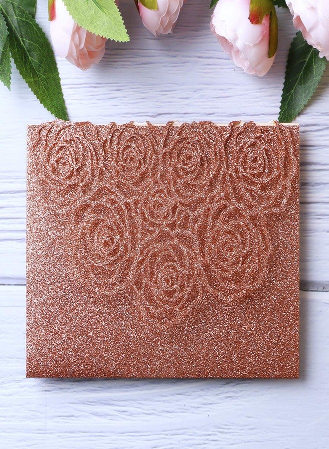 Rodvanvo 20 Pcs Laser Cut Wedding Invitations Card Pocket with Envelope for Birthday Party Baby or Bride Shower Invite suitable for 5 * 7 Inches Insert Paper (Rose Gold Glitter) - Image 4