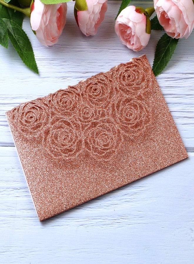 Rodvanvo 20 Pcs Laser Cut Wedding Invitations Card Pocket with Envelope for Birthday Party Baby or Bride Shower Invite suitable for 5 * 7 Inches Insert Paper (Rose Gold Glitter) - Image 5