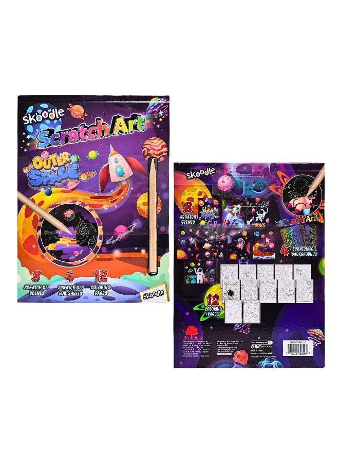 SKOODLE Outer Space Scratch Art with Scraper| Art &Craft Kit | Mess Free Activity| Learning Toy For Kids | Age 3+ - Image 3