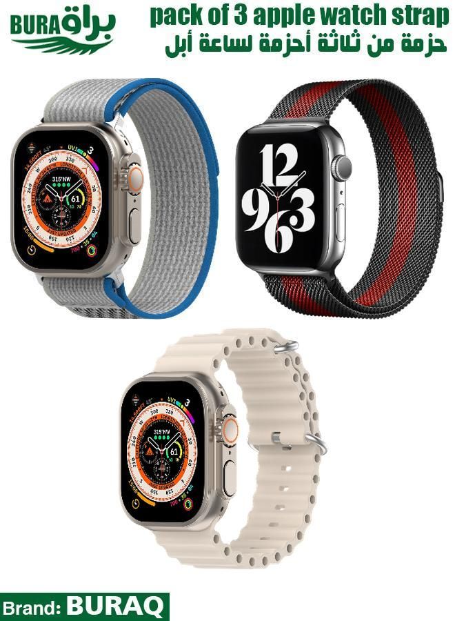 BURAQ Apple Watch Band Strap For Apple Watch Ultra 2/Ultra 49mm, Series 10 46mm, 9/8/7 45mm, SE2/SE/6/5/4 44mm, 3/2/1 42mm