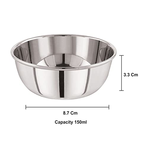 Neelam Stainless Steel 5, 22 Gauge Prem 150 ml Vati, Dinner Bowl Katori Serving Vati, Durable Quality, Elegant, Perfect for Serving Snacks, Desserts, and Condiments, Sliver - Image 4