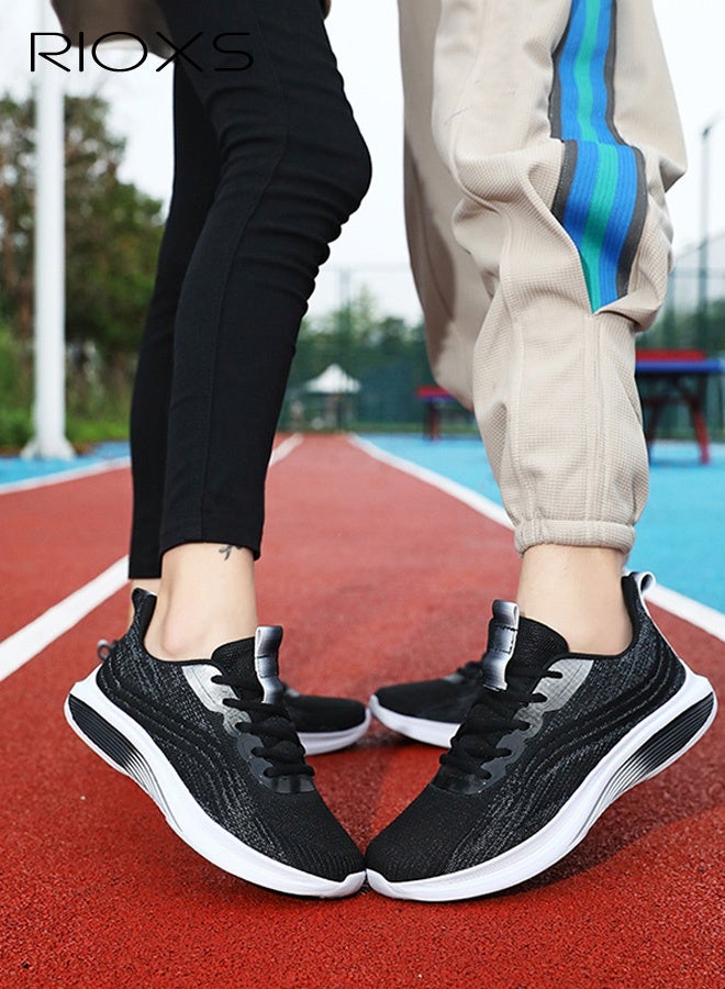 ريوكس أحذية جري للجنسين، أحذية رياضية خفيفة الوزن ومضادة للانزلاق للرجال والنساء، أحذية رياضية شبكية عادية قابلة للتنفس، أحذية مشي ناعمة ومريحة برباط، أحذية رياضية للجري والتمارين الرياضية والرحلات اليومية وصيد الأسماك، أسود - Image 5