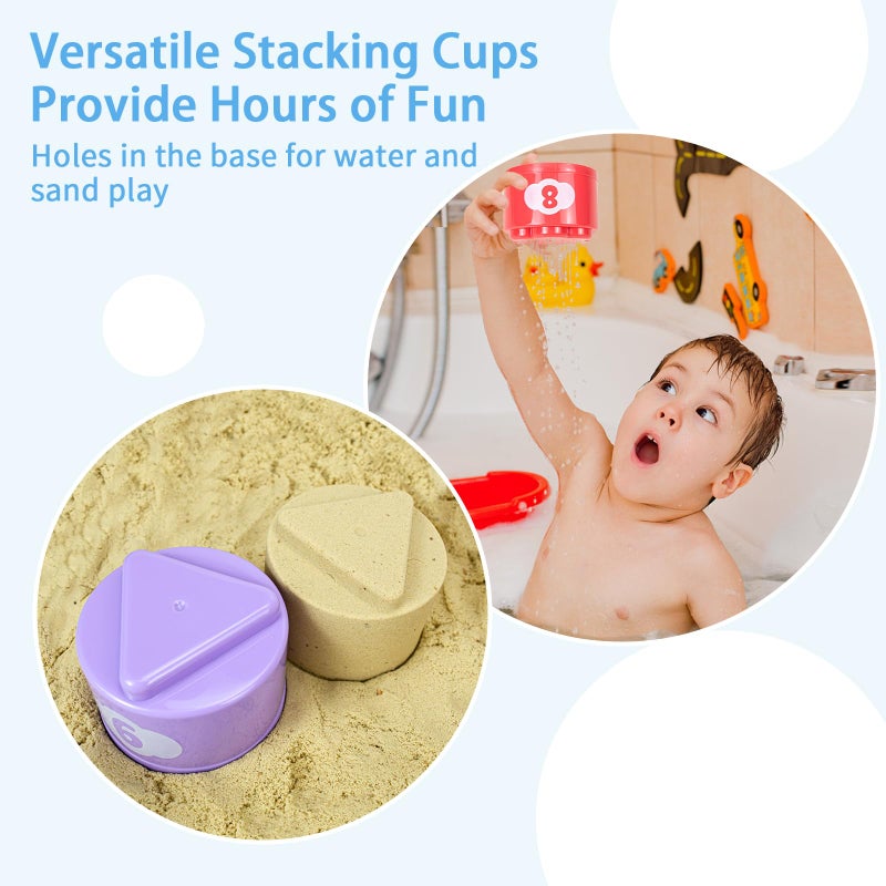 Ynanimery Stacking Cups Toys for Toddlers 1-3, Baby Toys Stacking Cups & Soft Blocks Teething Toys for Babies 6-12 Months Montessori Educational or Bath Fun, Stacking Cups - Image 5