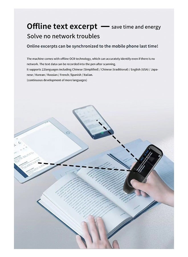 Generic - Upgraded Scan Reader Pen, Dictionary Mobile Scanner Translator Scanning Pen, 112 Language OCR Digital Reader Pen Voice Translator Device, Text&Phonetic Multilingual Translation - Image 1