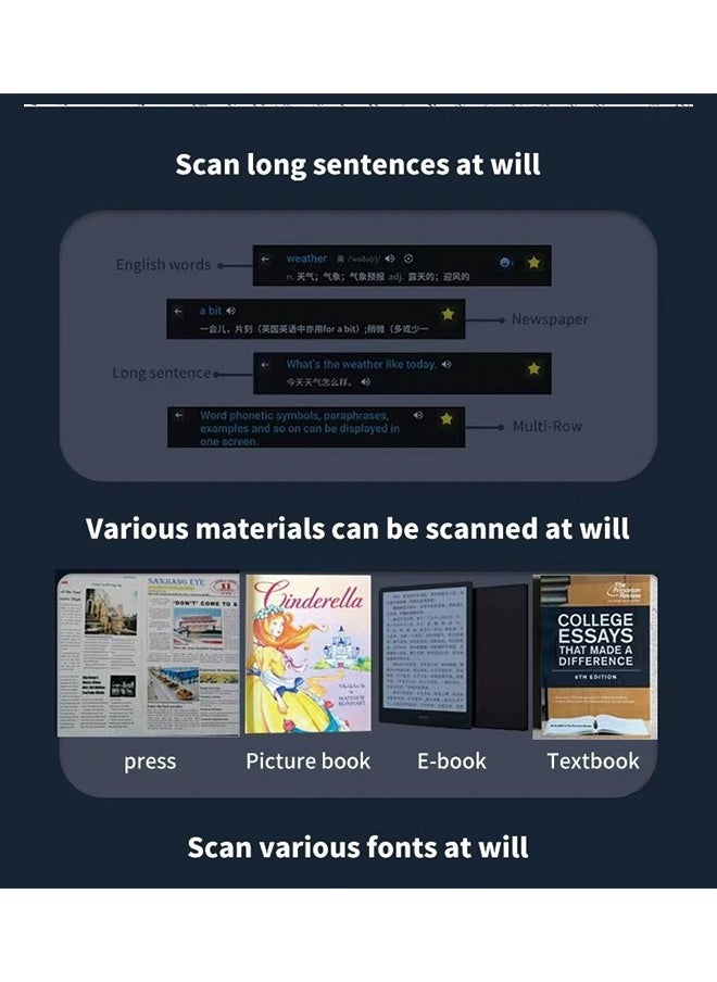 Generic - Upgraded Scan Reader Pen, Dictionary Mobile Scanner Translator Scanning Pen, 112 Language OCR Digital Reader Pen Voice Translator Device, Text&Phonetic Multilingual Translation - Image 1