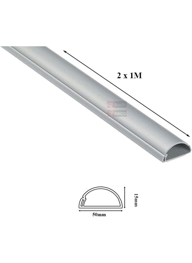 RACO Electrical PVC Floor Trunking 1-Meter Grey with Sticker, Half Round Cable Hiders, Decorative Cable Tidy Decorative Self-Adhesive Cable Cover-Grey  - Image 3