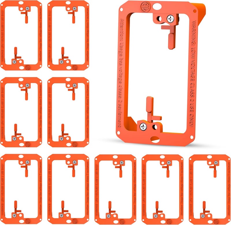 BWP Low Voltage Mounting Bracket 1 Gang, 10 Pack for Single Gang Wall Plate, Telephone Wires, Network Cables, HDMI, Coaxial, Speaker Cables - Low Voltage Box Cable Wall Plate Bracket, Mud Ring - Image 1