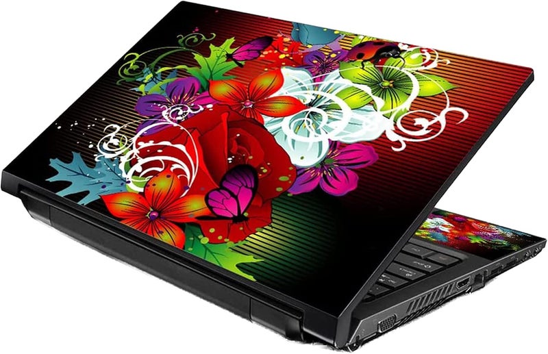 Lss Laptop 15 15.6 Skin Cover with Colorful Colorful Floral Pattern for HP Dell Lenovo Apple Asus Acer Compaq - Fits 13.3" 14" 15.6" 16" (2 Wrist Pads Free) - Image 1