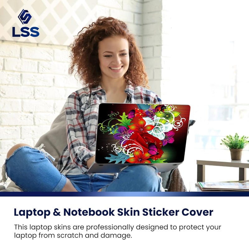Lss Laptop 15 15.6 Skin Cover with Colorful Colorful Floral Pattern for HP Dell Lenovo Apple Asus Acer Compaq - Fits 13.3" 14" 15.6" 16" (2 Wrist Pads Free) - Image 5