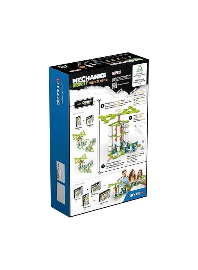 جيوماغ محرك ميكانيكا الجاذبية الرأسي 183 ساق وألعاب مغناطيسية تعليمية مصنوعة في سويسرا 100% من البلاستيك المعاد تدويره ألعاب مفتوحة النهاية ألعاب بناء 8 سنوات فما فوق - Image 2