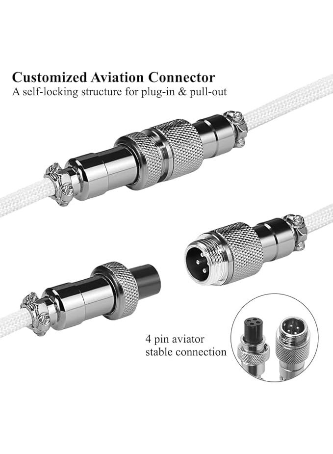 [Upgraded] Custom Coiled USB C Cable for Gaming Keyboard,Mechanical Keyboard Cable with Detachable Metal Aviator, 1.8M USB-C to USB-A - Image 3