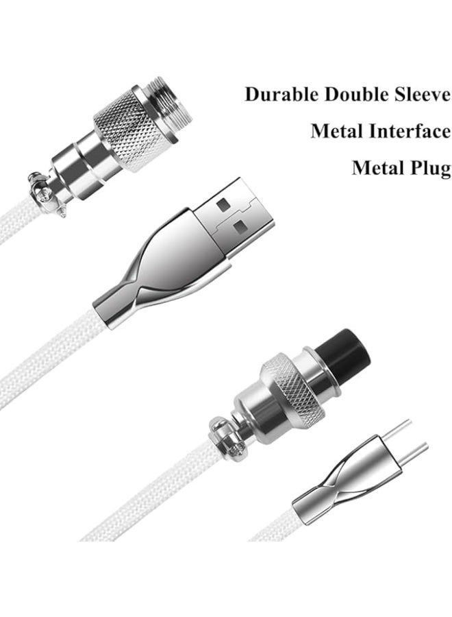 [Upgraded] Custom Coiled USB C Cable for Gaming Keyboard,Mechanical Keyboard Cable with Detachable Metal Aviator, 1.8M USB-C to USB-A - Image 2