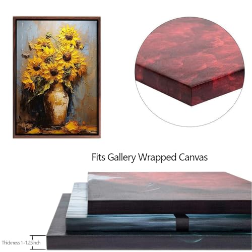 Sunwes Canvas Floater Frame for 1” to 1 1/4” Deep Gallery-Wrapped Canvas, Modern Wood-Look Floating Frame for Finished Wall Art, Oil Paintings for Gallery Bedroom Studio, Made in USA​(Light Brown,8x8inch) - Image 5