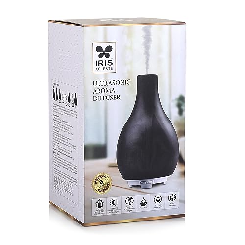 Iris Celeste Ultrasonic Humidifier Aroma Therapy Diffuser for Home Fragrance with 7 colour Changing LED Lights- Colour White (Black) - Image 5
