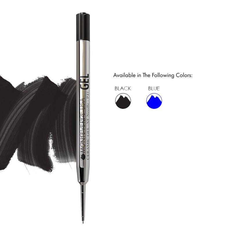 Monteverde Capless Gel Refills to Fit Parker-Style Ballpoint Pens, 0.5mm Extra Fine Needle Point, Black, 2-Pack, Smooth Writing Technology for Parker, Conklin, Schmidt, and More - Image 2