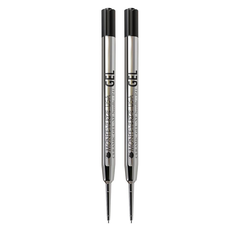 Monteverde Capless Gel Refills to Fit Parker-Style Ballpoint Pens, 0.5mm Extra Fine Needle Point, Black, 2-Pack, Smooth Writing Technology for Parker, Conklin, Schmidt, and More - Image 1