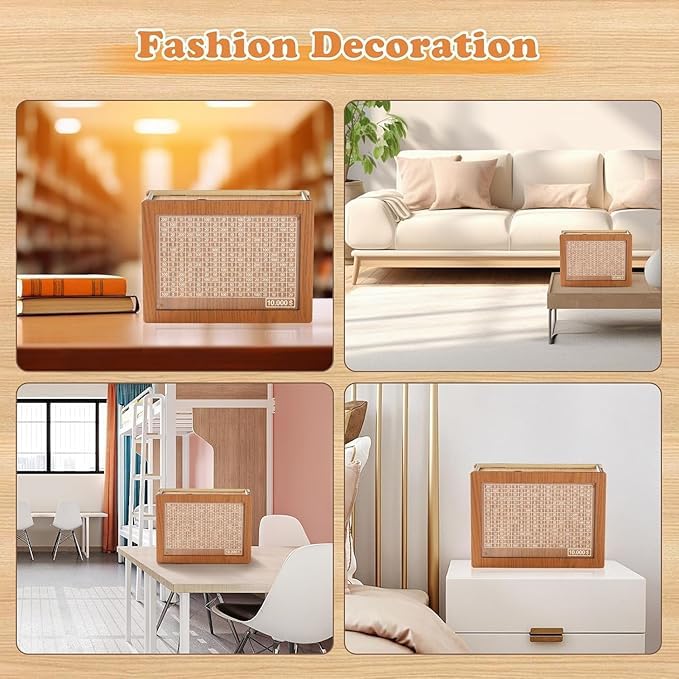 RINKIFY Wooden Piggy Bank for Kids Adults Coin Box with Carved Design Savings Box Mini Bank Donation Box Smart Money Box Wooden Coin Box Money Saver Piggy Bank with Numbers - Image 4