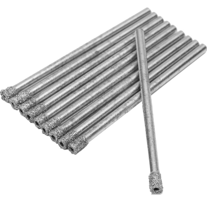Drilax 10-Pc 1/8" Diamond Hollow Core Drill Bit Set | Dremel Compatible Diamond Drill Bits for Glass, Stone, Ceramic & Tile - Image 1