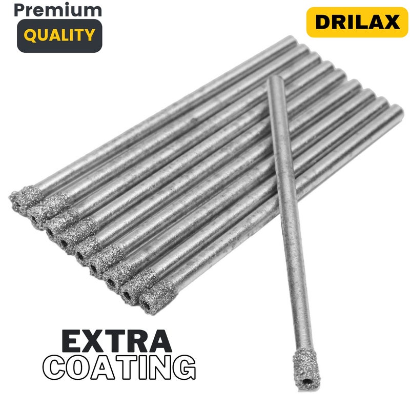 Drilax 10-Pc 1/8" Diamond Hollow Core Drill Bit Set | Dremel Compatible Diamond Drill Bits for Glass, Stone, Ceramic & Tile - Image 5