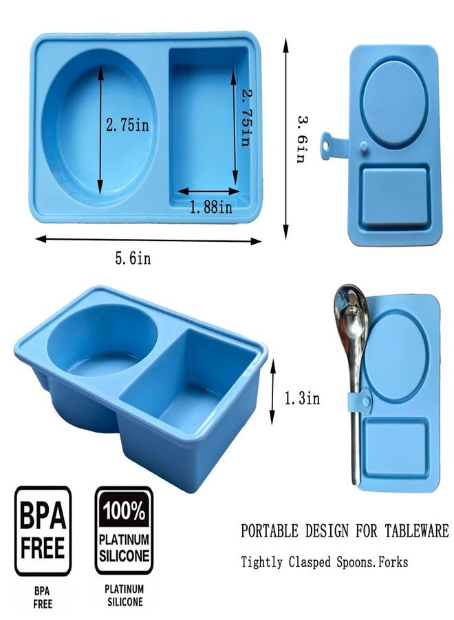 Apiocmy 2Pack small Silicone Snack Containers - Reusable Double Compartment Condiment Box with Lids, Grab and Go Divided Snack Food Storage Containers Sauce Cups for Travel, School and Camping - Image 2