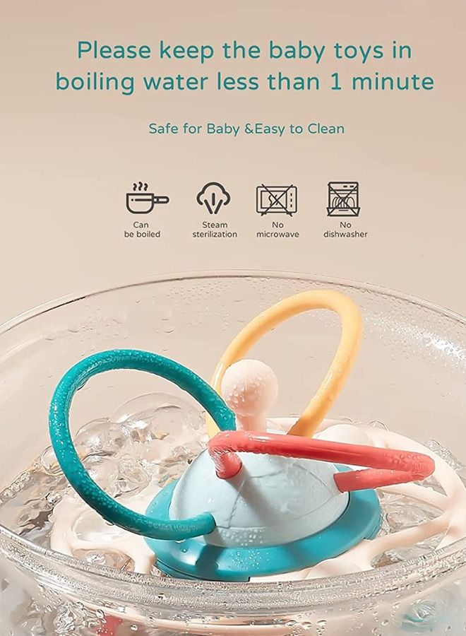 بيبي ألعاب عضاضة كرة خشخشة للأطفال من بايبي للأطفال الصغار لتهدئة اللثة ، غير سامة مع كرة تمسك عضاضة يدوية لتسنين الطفل ، حلقة للرضع 360 درجة للأطفال البنات والأولاد هدية للمضغ متعددة الألوان - Image 5