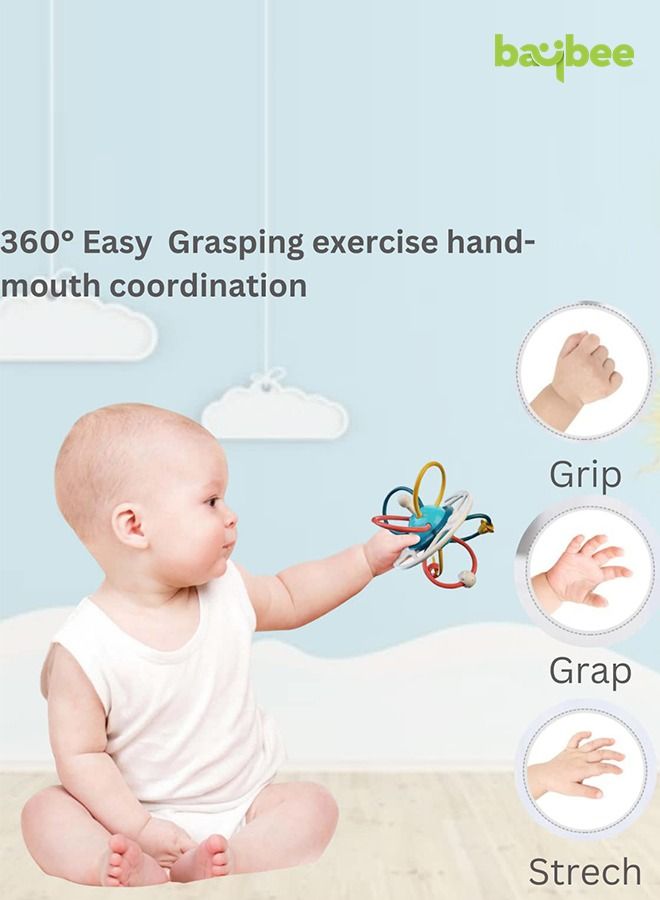 بيبي ألعاب عضاضة كرة خشخشة للأطفال من بايبي للأطفال الصغار لتهدئة اللثة ، غير سامة مع كرة تمسك عضاضة يدوية لتسنين الطفل ، حلقة للرضع 360 درجة للأطفال البنات والأولاد هدية للمضغ متعددة الألوان - Image 2