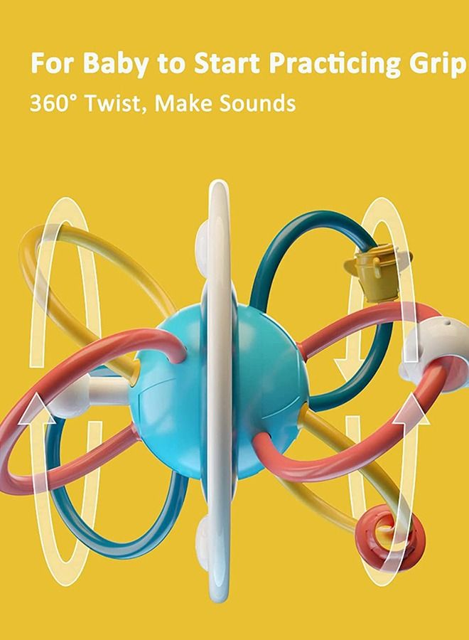 بيبي ألعاب عضاضة كرة خشخشة للأطفال من بايبي للأطفال الصغار لتهدئة اللثة ، غير سامة مع كرة تمسك عضاضة يدوية لتسنين الطفل ، حلقة للرضع 360 درجة للأطفال البنات والأولاد هدية للمضغ متعددة الألوان - Image 3