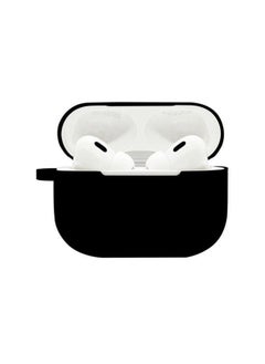 Suitable For Airpods Pro2 Protective Case Silicone Airpods4 Apple Wireless Bluetooth Headset Case-Color:Black (with Hanging Ears 1.2mm)-Applicable Models:Airpods Pro Pearlescent Bag Packaging