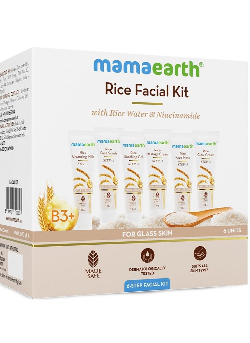 Mamaearth Mamaearth Rice Facial Kit With Rice Water and Niacinamide for Glass Skin   60 g  Salon Like Glowing Skin in 6 Easy Steps   Improves Skin Texture  Instant Glow   Suitable for all skin types  - Image 1