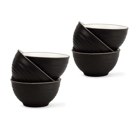 Shay Ceramic Veg Bowls Set of 6 for Dinner, 180ml, Black | Katori Set of 6 | Glossy Finish | Premium Stoneware | Ceramic Bowls Set of 6 | Dessert Bowl Set | Ice Cream Bowls (Japandi Veg Bowl, Black) - Image 1