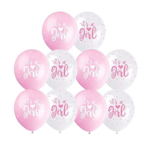 HK Balloons Pack of 30 Pink White Its A Girl Baby Shower Decoration Items balloons For Pregnancy Photoshoot Baby Shower Party Decoration Balloons - Image 1
