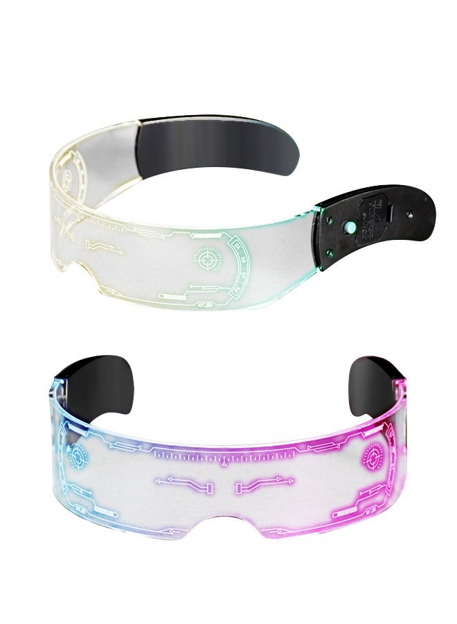 GROIC 1pc LED Glasses Punk Glow Glasses 7 Colors Futuristic Glasses 4 Mode Glow Glasses Monochrome Quick Flash Slow Flash Gradient Glow Glasses Party Supplies Cosplay Gear - Image 1