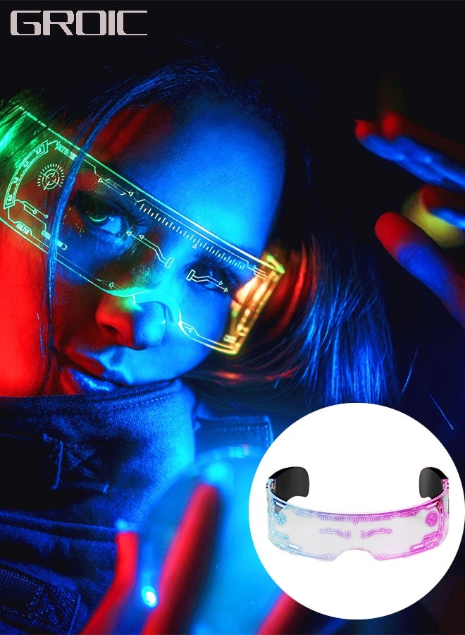 GROIC 1pc LED Glasses Punk Glow Glasses 7 Colors Futuristic Glasses 4 Mode Glow Glasses Monochrome Quick Flash Slow Flash Gradient Glow Glasses Party Supplies Cosplay Gear - Image 2