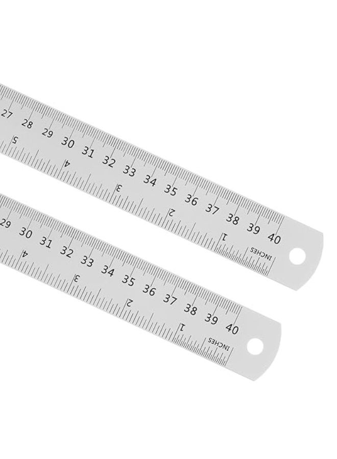كرافت ماجيك مسطرة فولاذية مقاومة للصدأ قوية 16 بوصة / 40 سم (عبوة واحدة) | مسطرة معدنية متينة مع حافة مستقيمة دقيقة للمدرسة والمكتب ومشاريع الحرف - Image 1