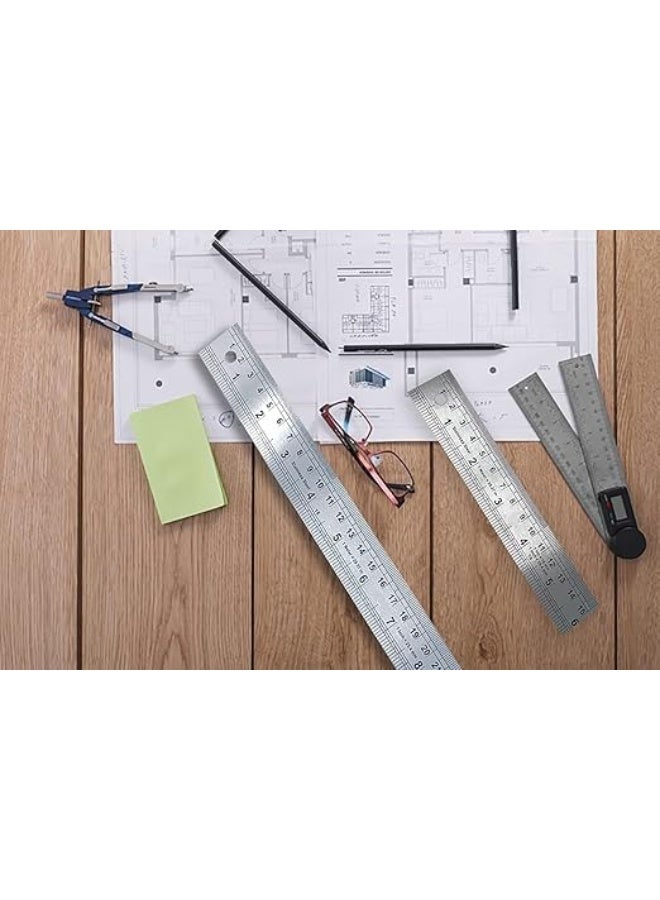 كرافت ماجيك مسطرة فولاذية مقاومة للصدأ قوية 16 بوصة / 40 سم (عبوة واحدة) | مسطرة معدنية متينة مع حافة مستقيمة دقيقة للمدرسة والمكتب ومشاريع الحرف - Image 4
