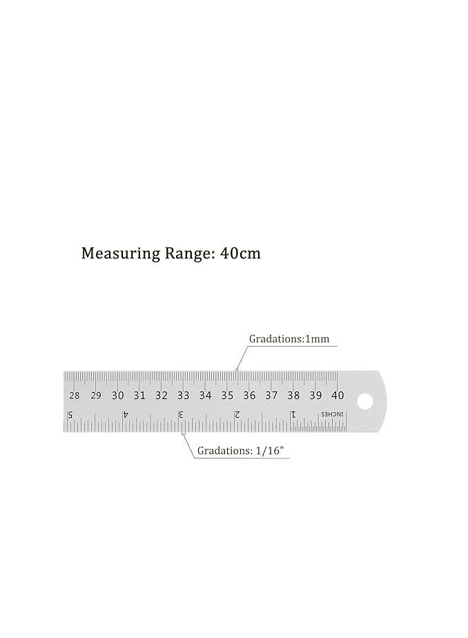 كرافت ماجيك مسطرة فولاذية مقاومة للصدأ قوية 16 بوصة / 40 سم (عبوة واحدة) | مسطرة معدنية متينة مع حافة مستقيمة دقيقة للمدرسة والمكتب ومشاريع الحرف - Image 3