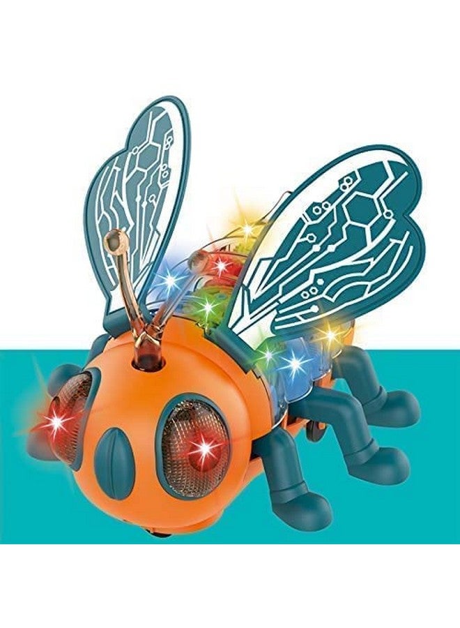 Plutofit Transparent Mechanical Bee Car Toy for Kids with Gear Technology 3D Light, Musical Sound & 360 Degree Rotation - Image 1