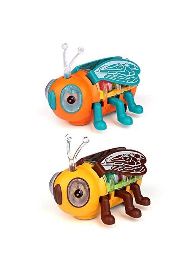 Plutofit Transparent Mechanical Bee Car Toy for Kids with Gear Technology 3D Light, Musical Sound & 360 Degree Rotation - Image 3