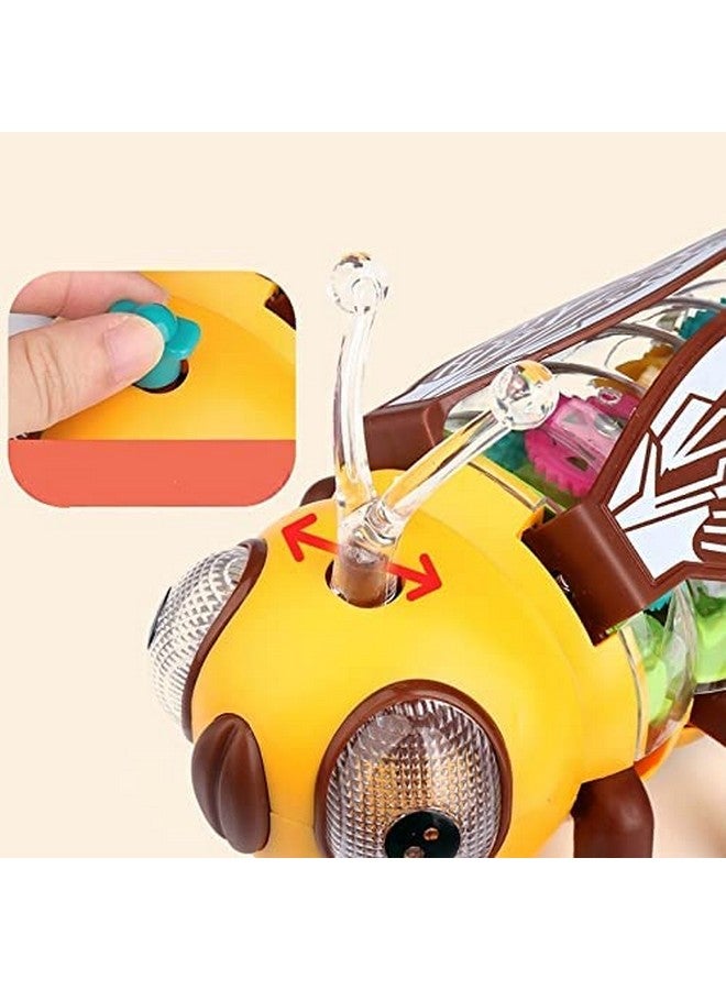 Plutofit Transparent Mechanical Bee Car Toy for Kids with Gear Technology 3D Light, Musical Sound & 360 Degree Rotation - Image 4