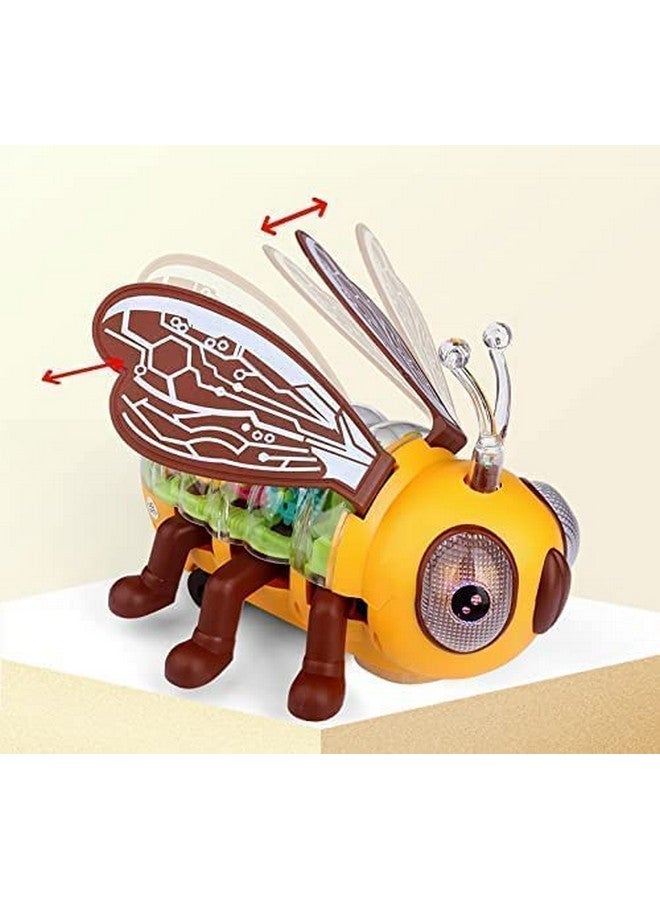 Plutofit Transparent Mechanical Bee Car Toy for Kids with Gear Technology 3D Light, Musical Sound & 360 Degree Rotation - Image 2