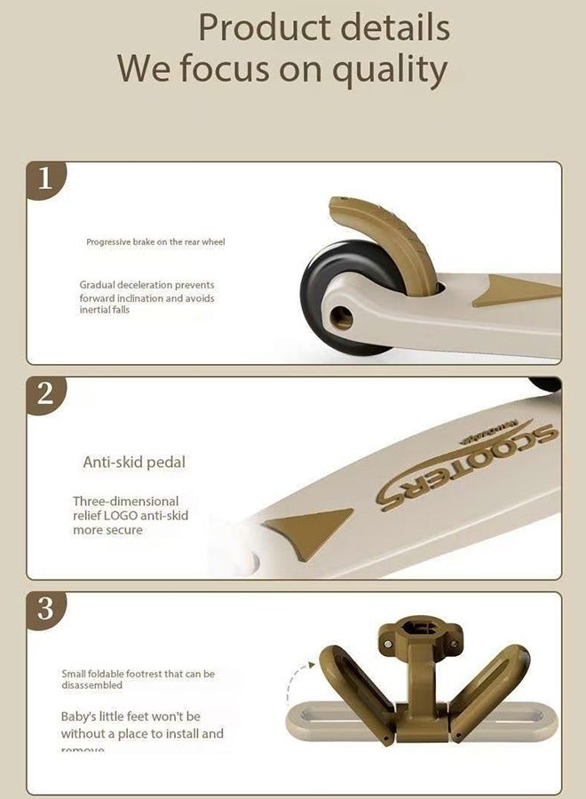 JCB CHIC 3 Wheeled Scooter for Kids - 3-in-1 Sit/Stand Child Toddlers, Kids Scooter with PU Luminous with Non-Slip Handle and Wide Deck, Sensitive Brakes, Adjustable Height, Scooters for Kids 0-6 Years - Image 2