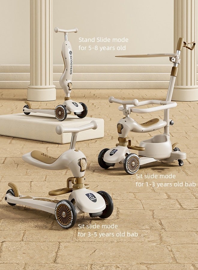 JCB CHIC 3 Wheeled Scooter for Kids - 3-in-1 Sit/Stand Child Toddlers, Kids Scooter with PU Luminous with Non-Slip Handle and Wide Deck, Sensitive Brakes, Adjustable Height, Scooters for Kids 0-6 Years - Image 3