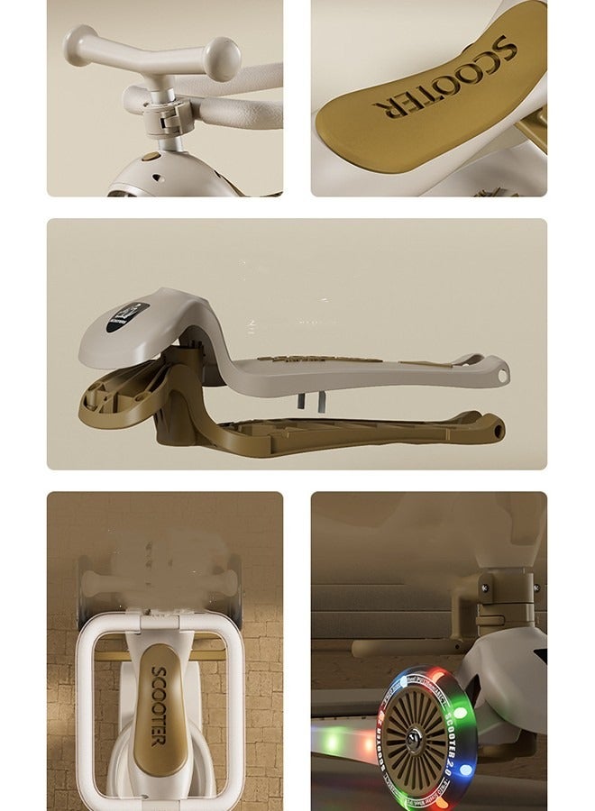 JCB CHIC 3 Wheeled Scooter for Kids - 3-in-1 Sit/Stand Child Toddlers, Kids Scooter with PU Luminous with Non-Slip Handle and Wide Deck, Sensitive Brakes, Adjustable Height, Scooters for Kids 0-6 Years - Image 5