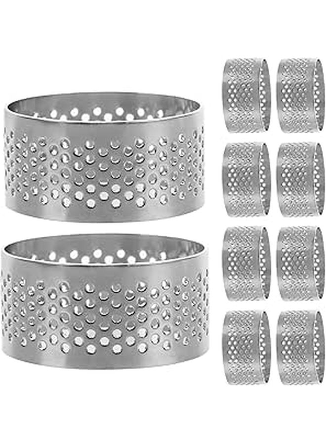 Reusable Stainless Steel Perforated Mousse Cake Mold 10Pcs Baking Set - Image 1