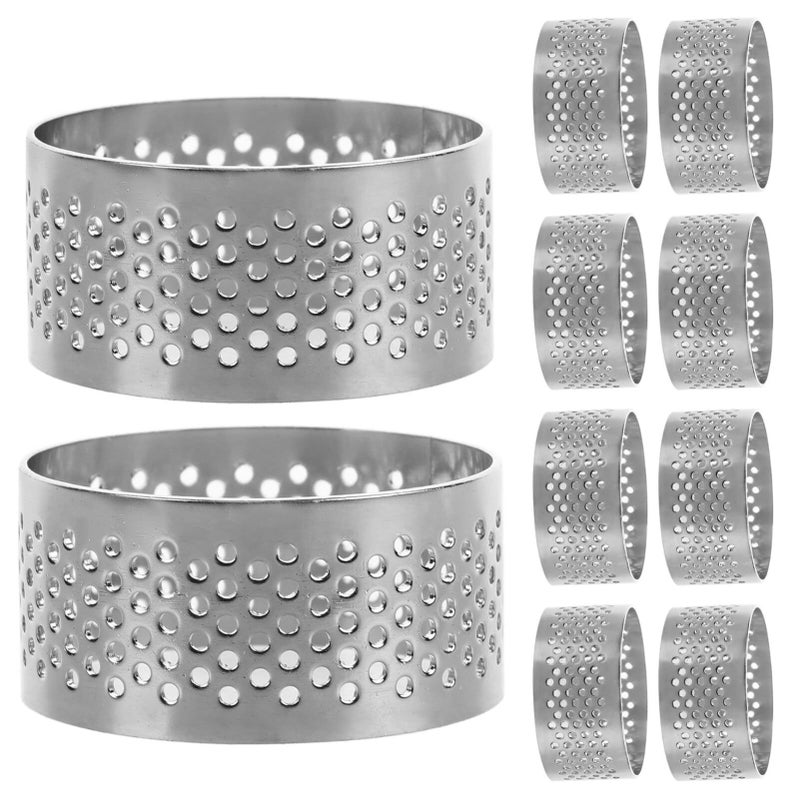Reusable Stainless Steel Perforated Mousse Cake Mold 10Pcs Baking Set - Image 2
