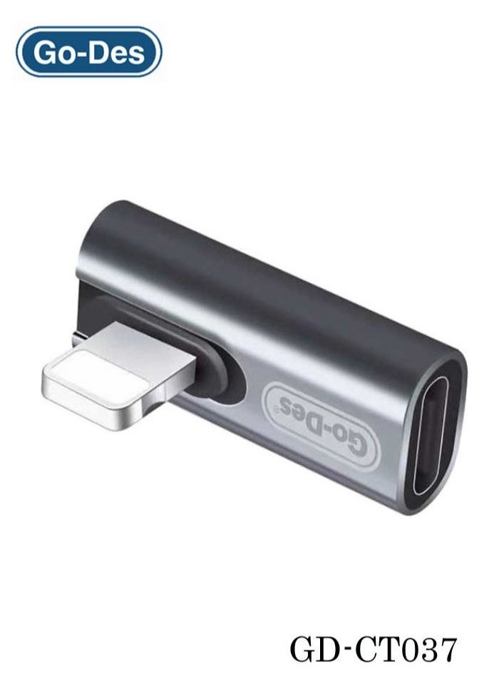 GO-DES - GD--CT037 USB-C to Lightning Adapter || High-Speed Charging & Data Transfer – Compatible with iPhone, iPad, and AirPods – Fast, Reliable, Durable Adapter for Seamless Connectivity and Charging – Portable, Compact Design for On-the-Go Use - Image 1