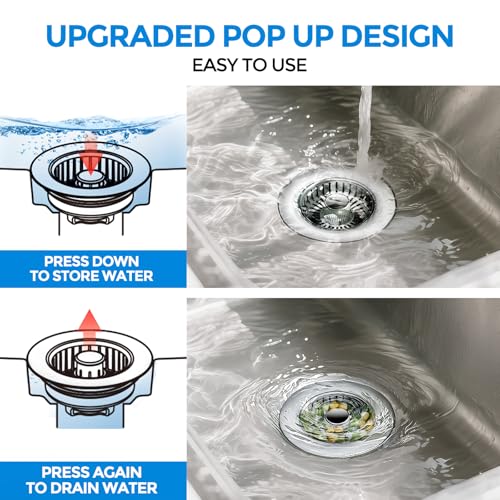 zaa Kitchen Sink Drain Strainer - Kitchen Sink Stopper,Stainless Steel Kitchen Drain Plug & Sink Installation Parts with Anti-Clogging Basket, Fit US Standard 3-1/2'' Sink Drain Hole - Image 3