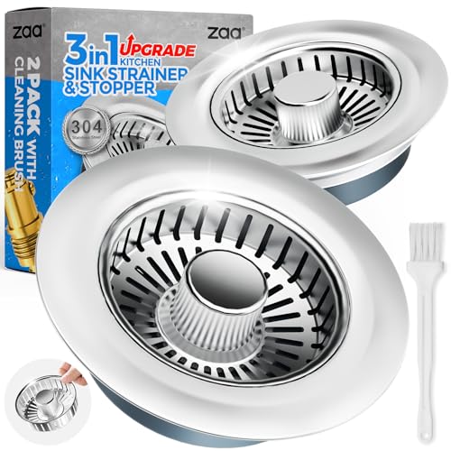 zaa Kitchen Sink Drain Strainer - Kitchen Sink Stopper,Stainless Steel Kitchen Drain Plug & Sink Installation Parts with Anti-Clogging Basket, Fit US Standard 3-1/2'' Sink Drain Hole - Image 1