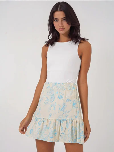 BIG DART BDART Textured Mini Knit Skirt with Ruffle Detail